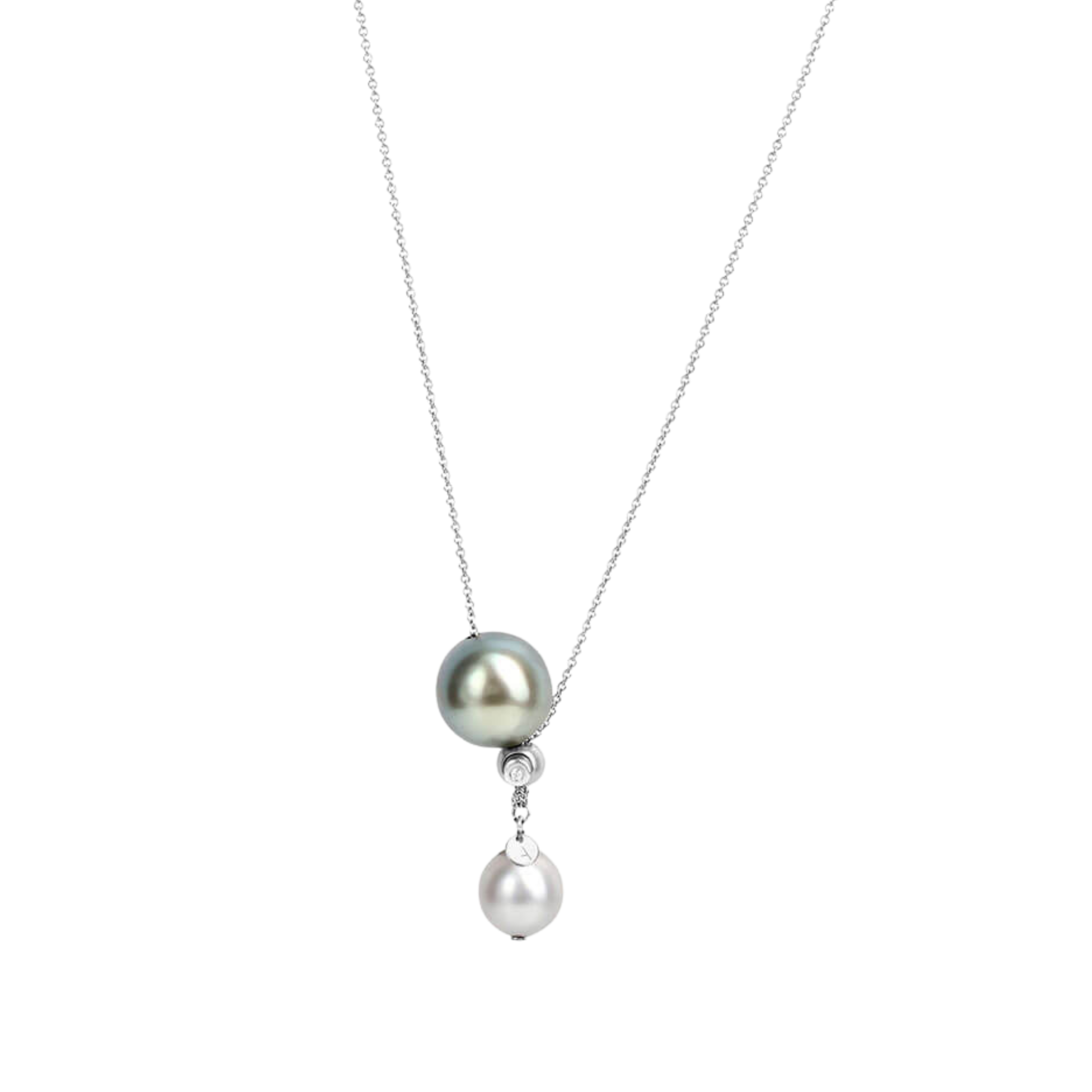 WAVE Duo Long Necklace – Round Tahitian Pearls