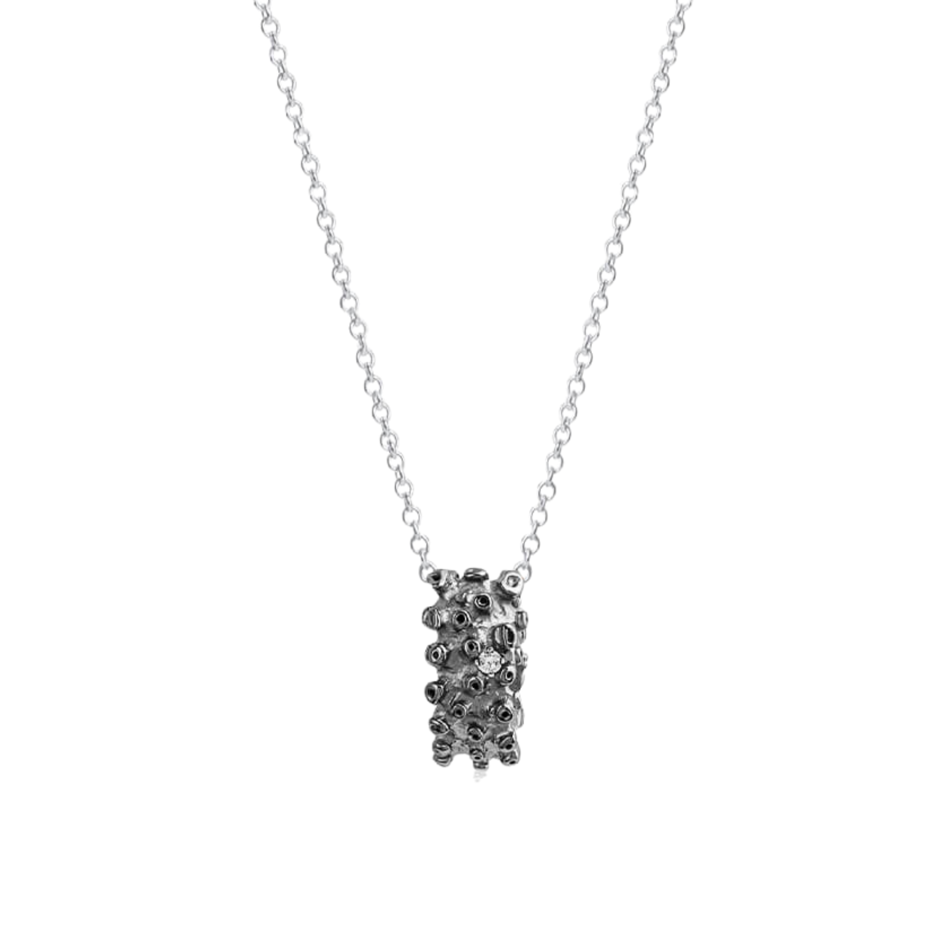 CORAL Diamond Pendant Necklace – Black