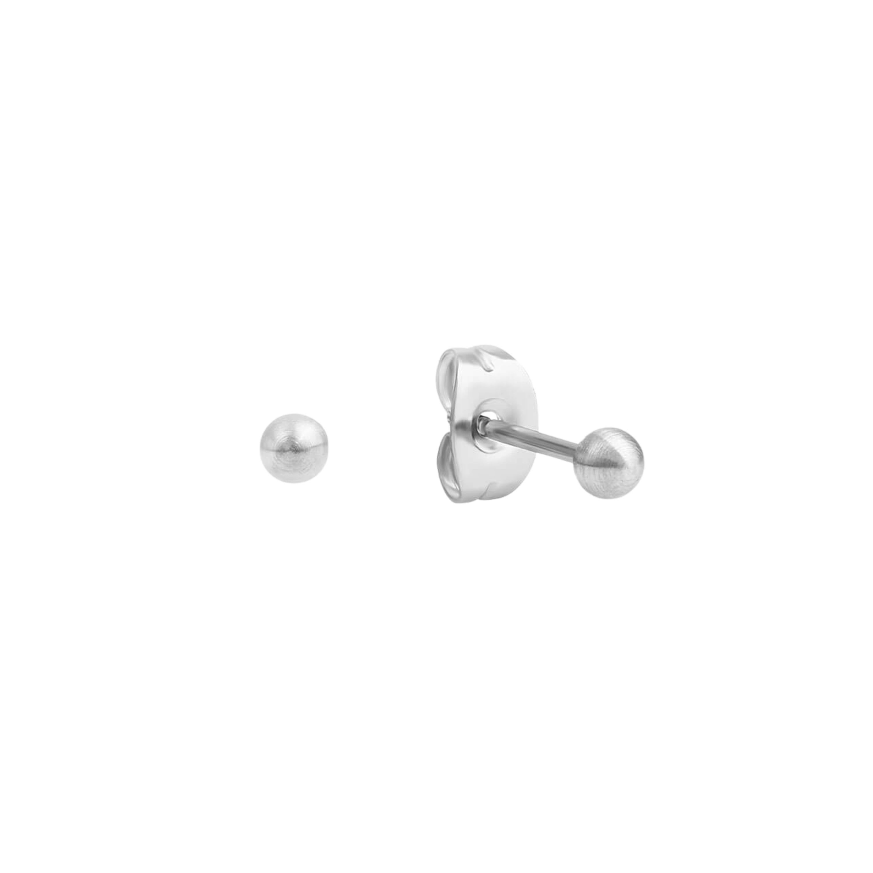 Reduzierte DROP Ohrstecker aus mattem Edelstahl, 3 mm. Solo tragbar oder mit der WAVE Creole kombinierbar; handgefertigte Kleinserie aus Deutschland.